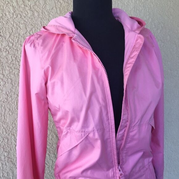 Columbia Pink Windbreaker Hoodie Girls Size 10/12 Lightweight Zip Jacket - Picture 6 of 8